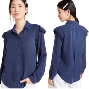 𝅺ANTHROPOLOGIE Cloth & Stone Ruffled Buttondown top